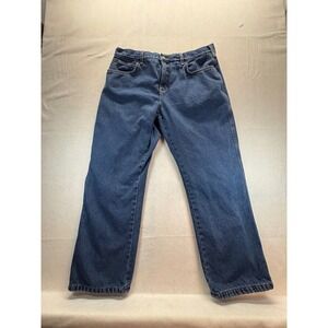 Red Head Brand Co Mens Flannel Lined Jeans 38x30 Blue Denim Plaid Insulated Work